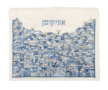 Picture of כיסוי אפיקומן - רקמה מלאה ירושלים - כחול - AMC-12 | יאיר עמנואל