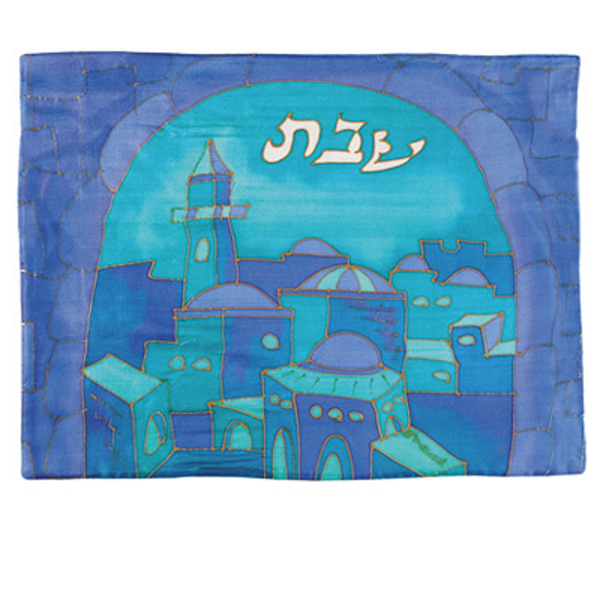 Picture of כיסוי חלה - ציור על משי - שער כחול - CSE-9 | יאיר עמנואל