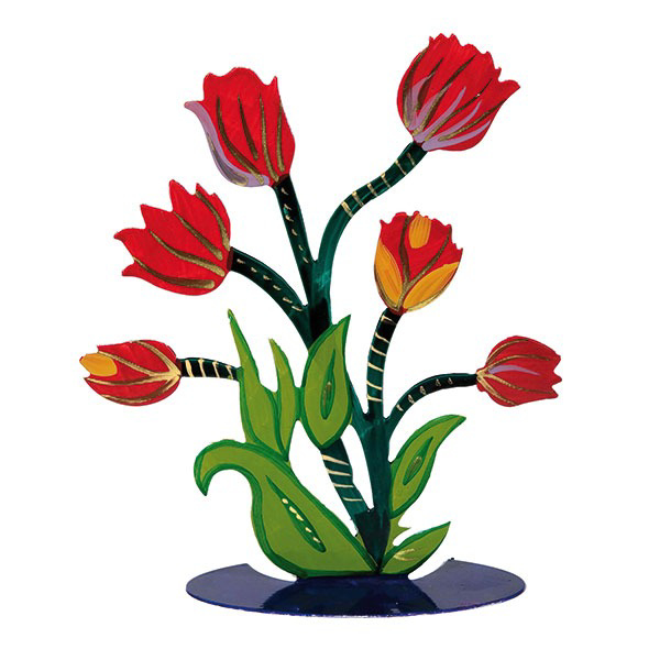 Picture of פרח חיתוך לייזר + ציור יד - אדום - FLM-1 | יאיר עמנואל