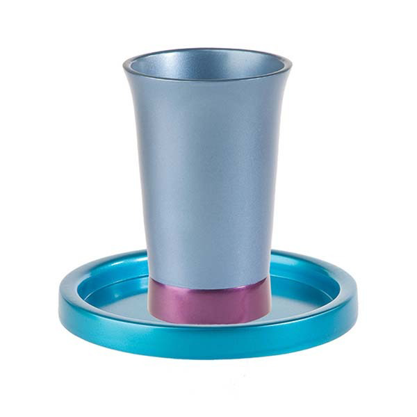 Picture of כוס קידוש + צלחת - טורקיז + כחול - GM-2 | יאיר עמנואל