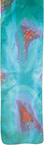 Picture of צעיף - ציור על משי - טורקיז עם נגיעות כתום - PSA-6 | יאיר עמנואל