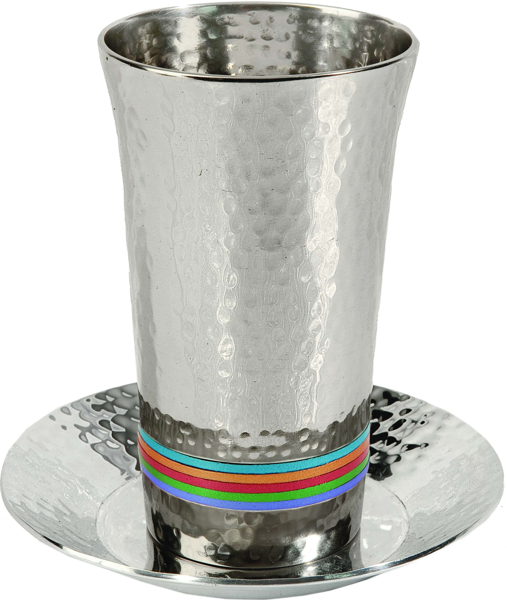 Picture of כוס קידוש - עבודת פטיש + 5 טבעות - צבעוני - CUG-1 | יאיר עמנואל