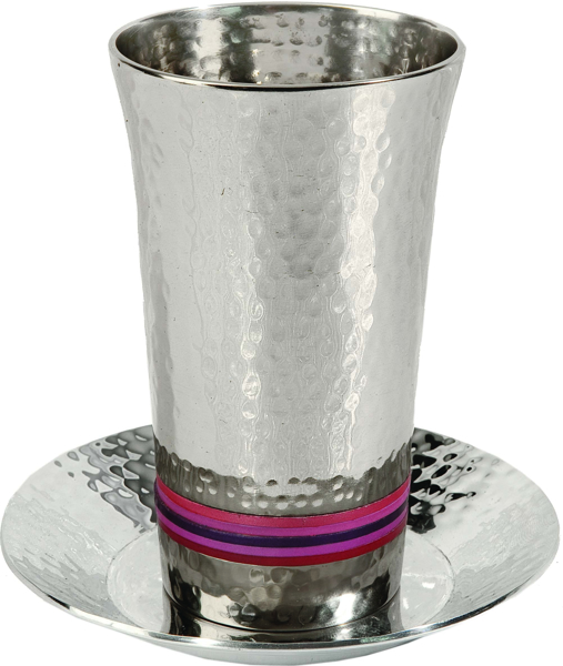 Picture of כוס קידוש - עבודת פטיש + 5 טבעות - בורדו - CUG-3 | יאיר עמנואל