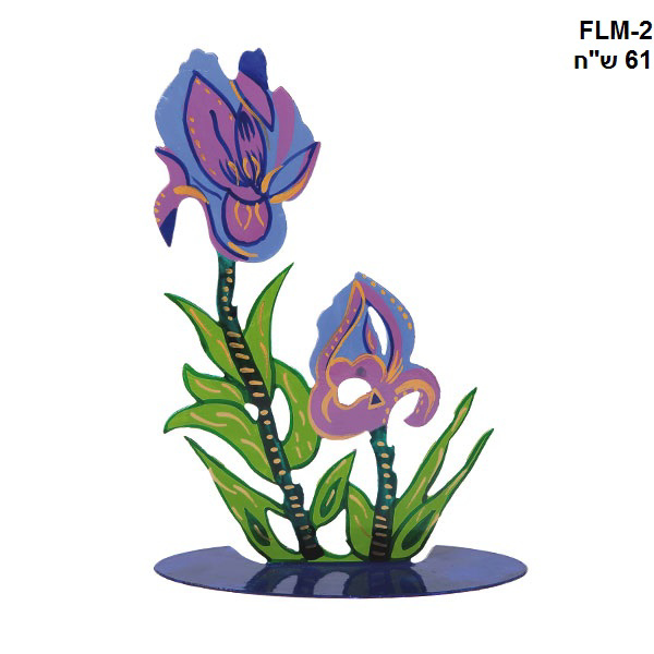 תמונה של פרח חיתוך לייזר + ציור יד - סגול - FLM-2 | יאיר עמנואל