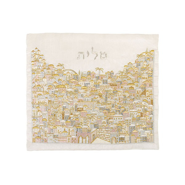 תמונה של תיק טלית - רקמה מלאה - ירושלים כסף + זהב - TBF-13 | יאיר עמנואל